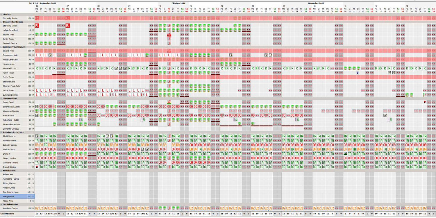 Dienstplan September–November 2026
