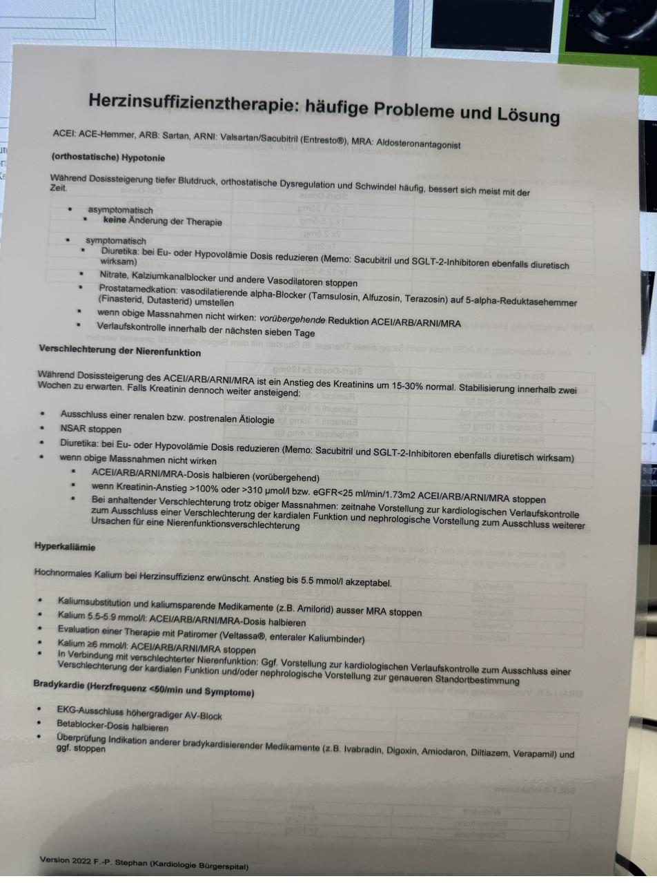 Herzinsuffizienztherapie häufige Probleme und Lösung · Originalschema